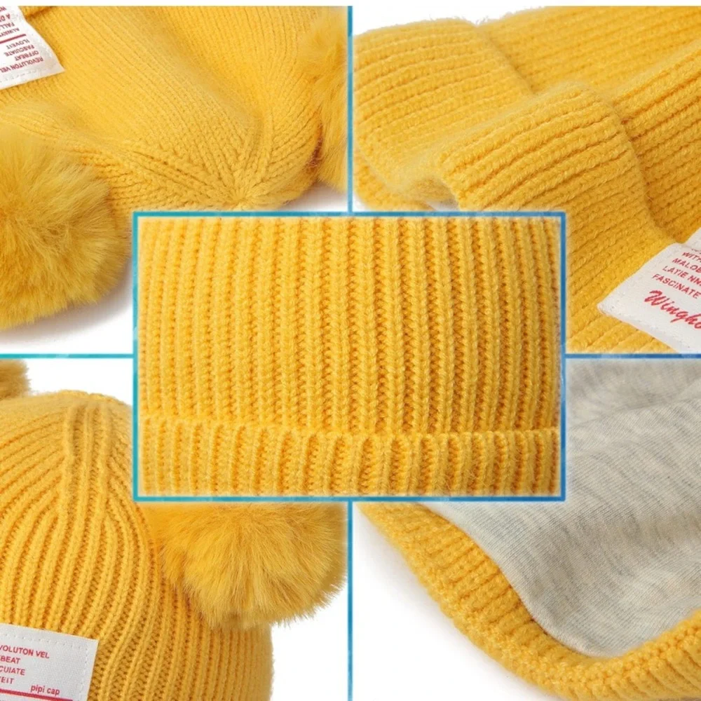 Cheerful Yellow Pom-Pom Kids Hat - Picture 5 of 5